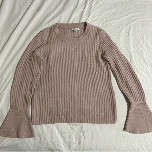 Madewell Ribbed Bell Sleeve Sweater - Light Pink